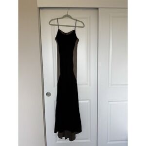 VTG yigal azrouel dress silk black maxi spaghetti‎ strap SZ 4 Formal whimsical